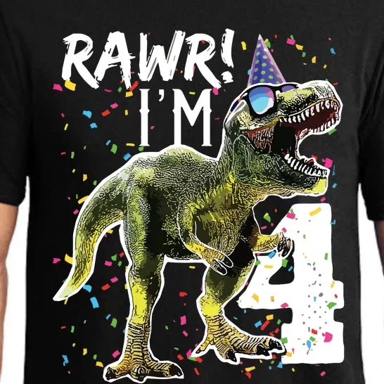 Rawr I'm 4 4th Birthday T Rex Dinosaur Party Pajama Set