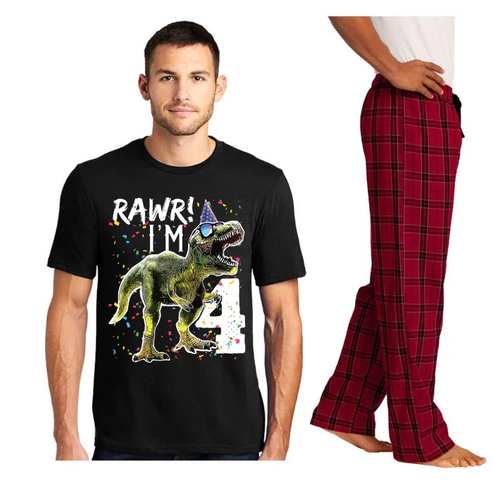 Rawr I'm 4 4th Birthday T Rex Dinosaur Party Pajama Set