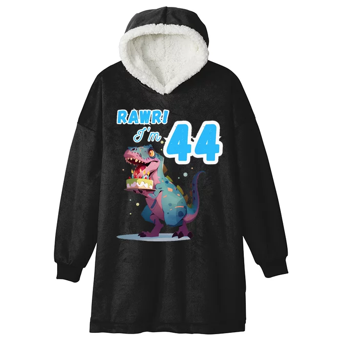 Rawr Im 44 Birthday T Rex Dinosaur Party Hooded Wearable Blanket