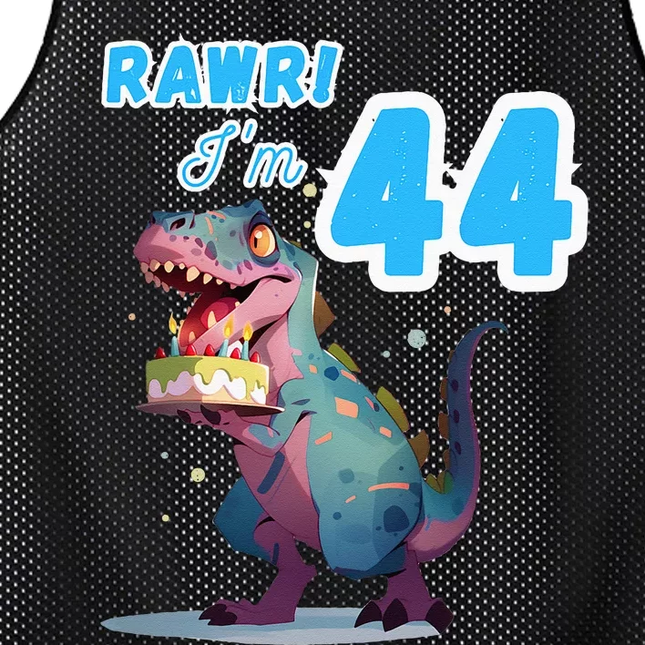 Rawr Im 44 Birthday T Rex Dinosaur Party Mesh Reversible Basketball Jersey Tank