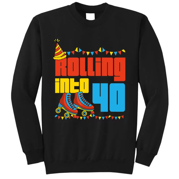 Rolling Into 40 Roller Skate 40th Birthday Party Supplies Sweatshirt