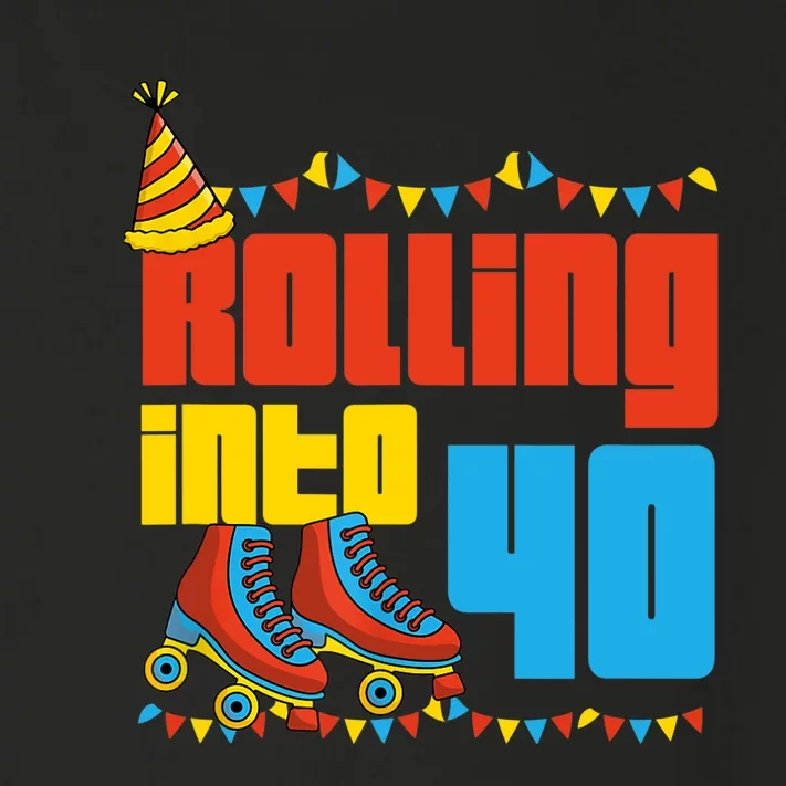 Rolling Into 40 Roller Skate 40th Birthday Party Supplies Toddler Long Sleeve Shirt