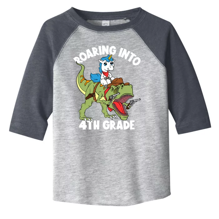 Roaring Into 4th Grade Unicorn Riding Dinosaur Gift Toddler Fine Jersey T-Shirt