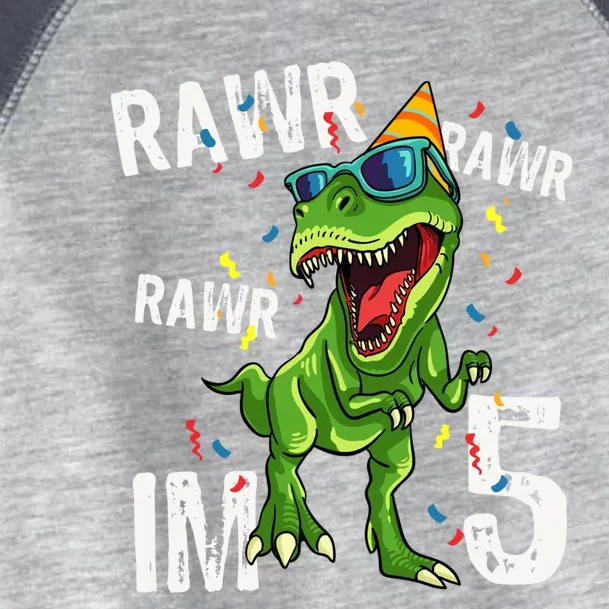 Rawr IM 5 Birthday Dinosaur Funny 5th Bday Boy Gift Toddler Fine Jersey T-Shirt