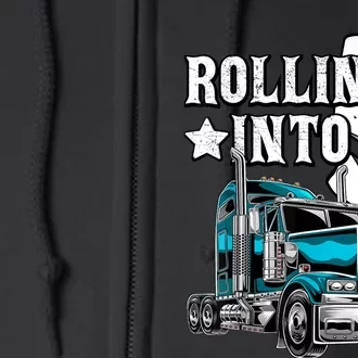 Rollin into 5 Big Rig Semi-Trailer Truck 5th Birthday Gift Full Zip Hoodie