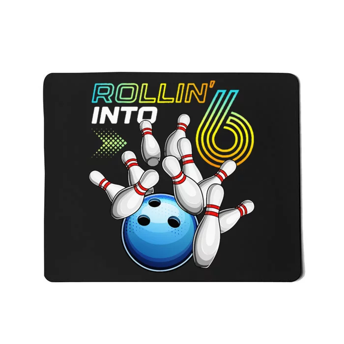 Rollin Into 6 Retro Bowling Birthday Party 6th Birthday Mousepad