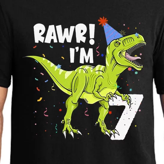 Rawr I'm 7 Birthday T Rex Dinosaur Party Gift For Pajama Set