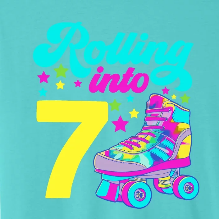 Rolling Into 7 Girl 7th Birthday Roller Skates ChromaSoft Performance T-Shirt