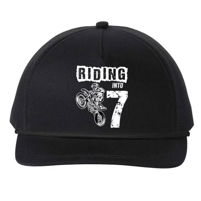 Riding Into 7 Years Old 7th Birthday Boy Dirt Bike Party Snapback Five-Panel Rope Hat