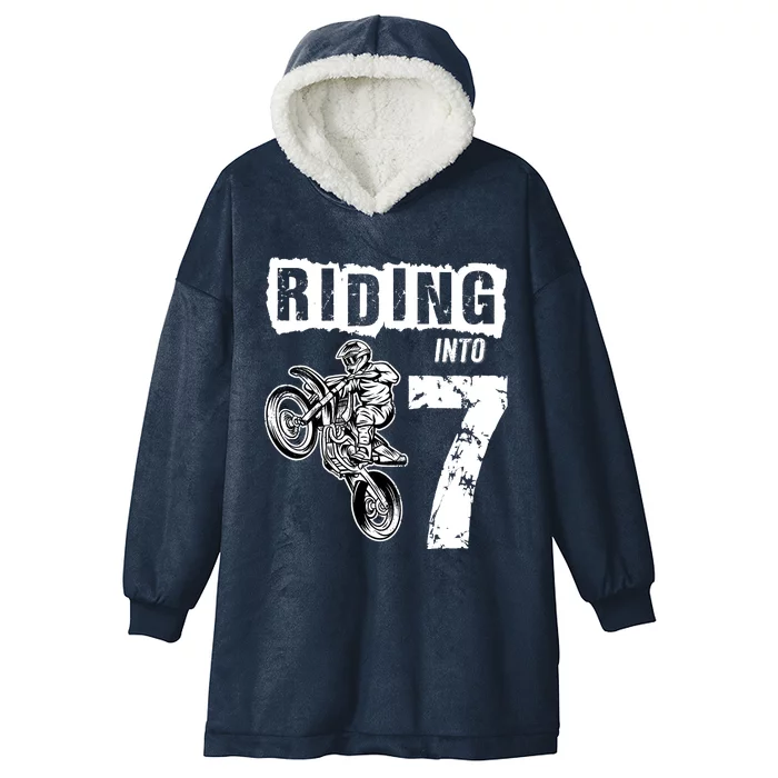 Riding Into 7 Years Old 7th Birthday Boy Dirt Bike Party Hooded Wearable Blanket