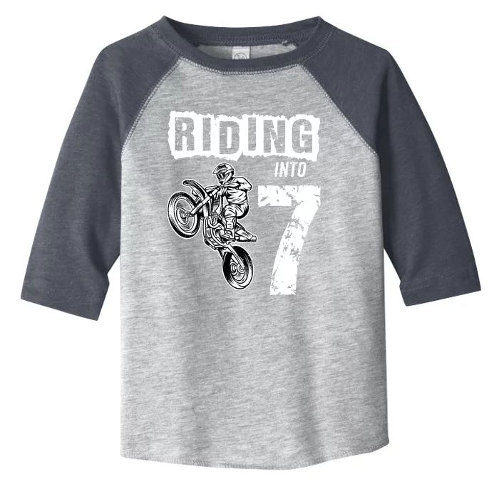 Riding Into 7 Years Old 7th Birthday Boy Dirt Bike Party Toddler Fine Jersey T-Shirt