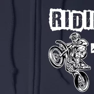 Riding Into 7 Years Old 7th Birthday Boy Dirt Bike Party Full Zip Hoodie