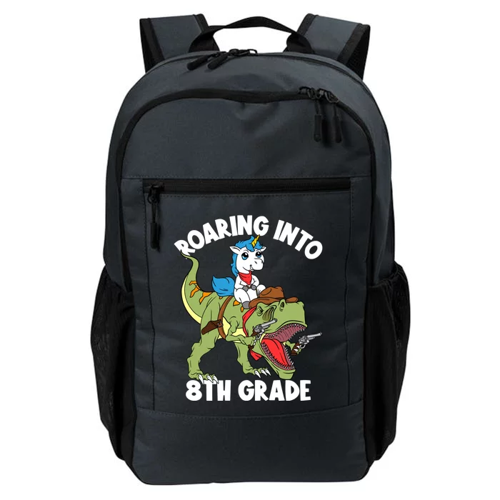 Roaring Into 8th Grade Unicorn Riding Dinosaur Gift Daily Commute Backpack