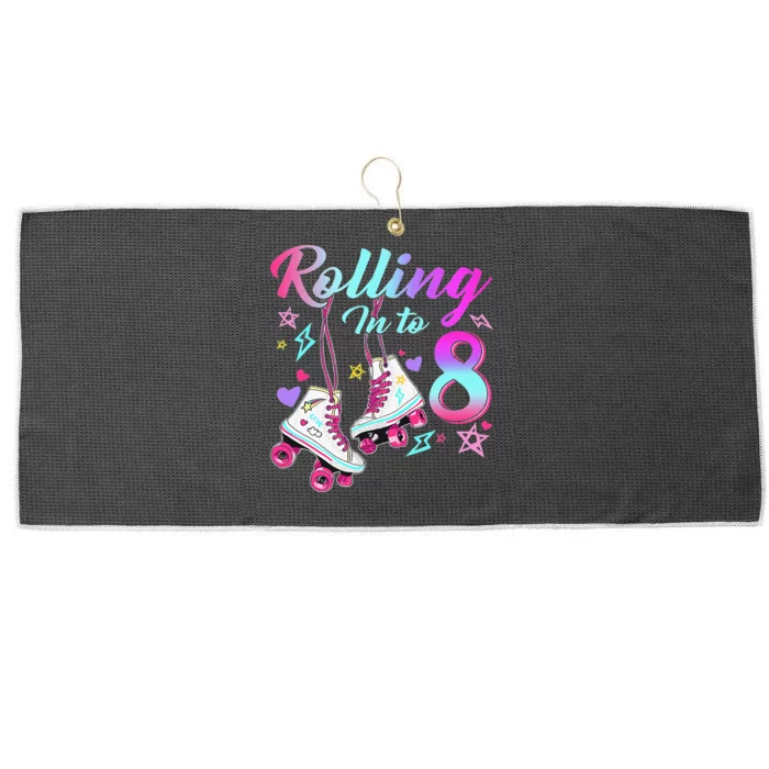 Rolling Into 8th Birthday Roller Skates 8 Year Old Rolling Large Microfiber Waffle Golf Towel