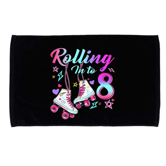 Rolling Into 8th Birthday Roller Skates 8 Year Old Rolling Microfiber Hand Towel