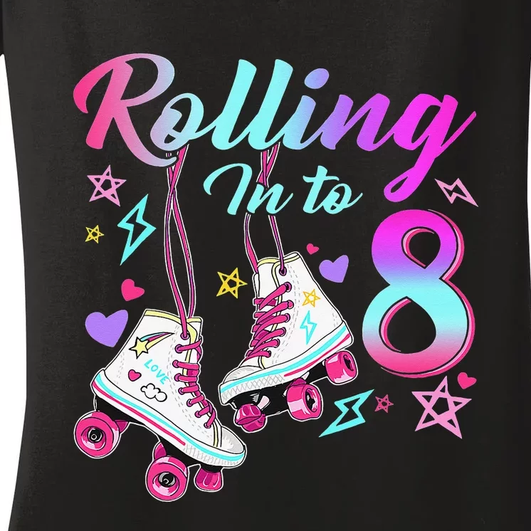 Rolling Into 8th Birthday Roller Skates 8 Year Old Rolling Women's V ...