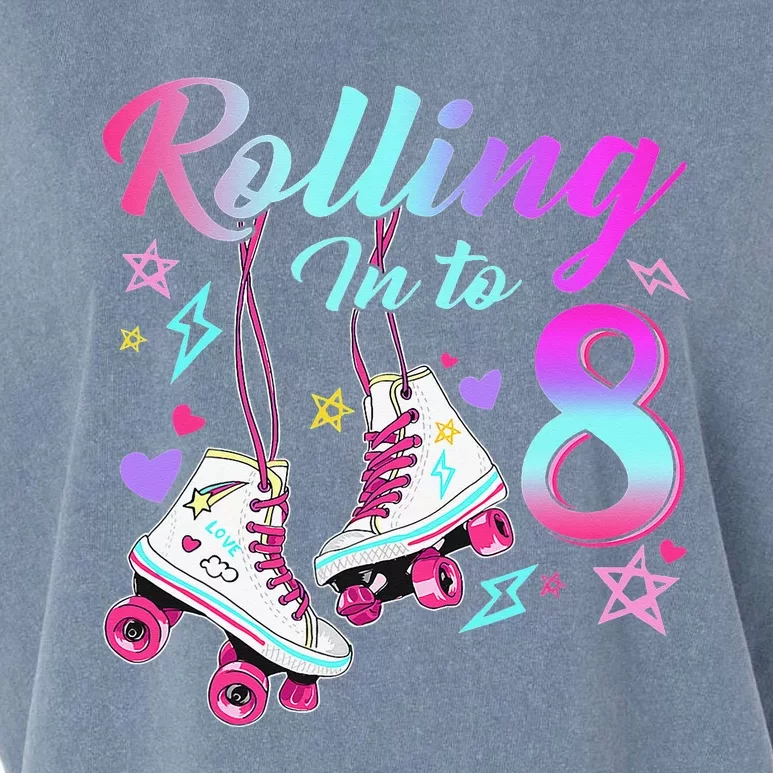 Rolling Into 8th Birthday Roller Skates 8 Year Old Rolling Garment-Dyed Women's Muscle Tee