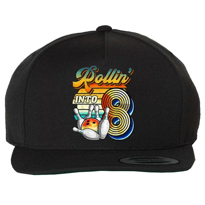 Rollin Into 8 Bowling Birthday Party 8th Birthday Wool Snapback Cap