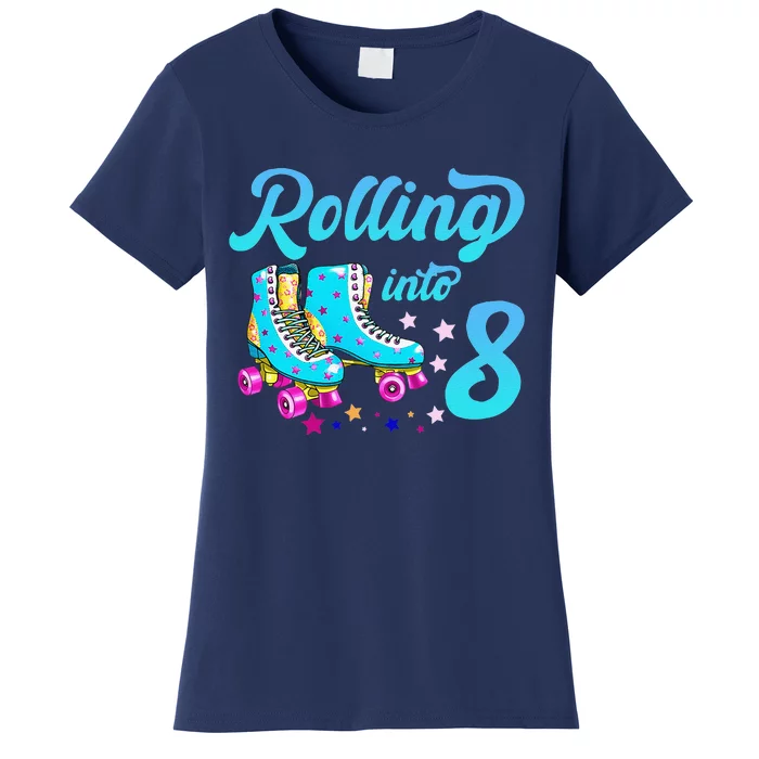 Rolling Into 8 Eighth Birthday Rollerblades 8 Years Old Women's T-Shirt