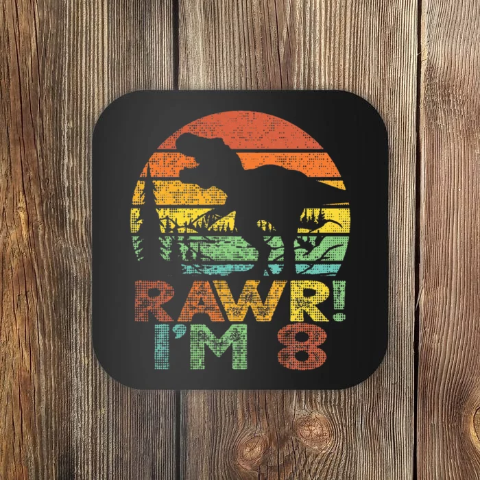 Rawr IM 8 Dinosaur 8 Years Old Boy T Rex 8th Birthday Party Coaster