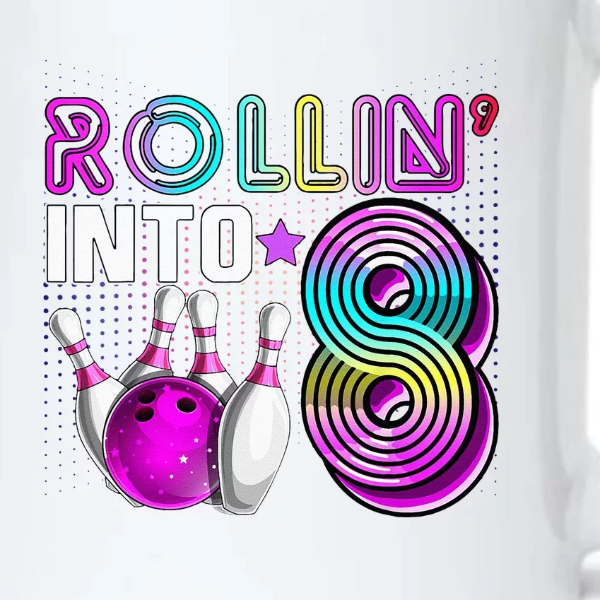 Rollin Into 8 Bowling Birthday Party 8th Birthday Retro Girl Black Color Changing Mug