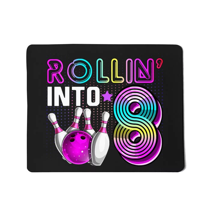 Rollin Into 8 Bowling Birthday Party 8th Birthday Retro Girl Mousepad