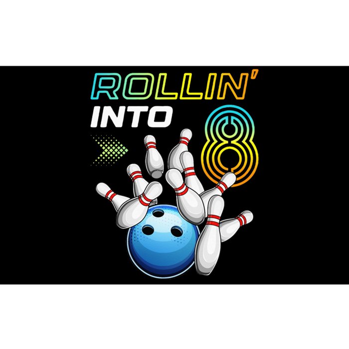 Rollin Into 8 Retro Bowling Birthday Party 8th Birthday Bumper Sticker