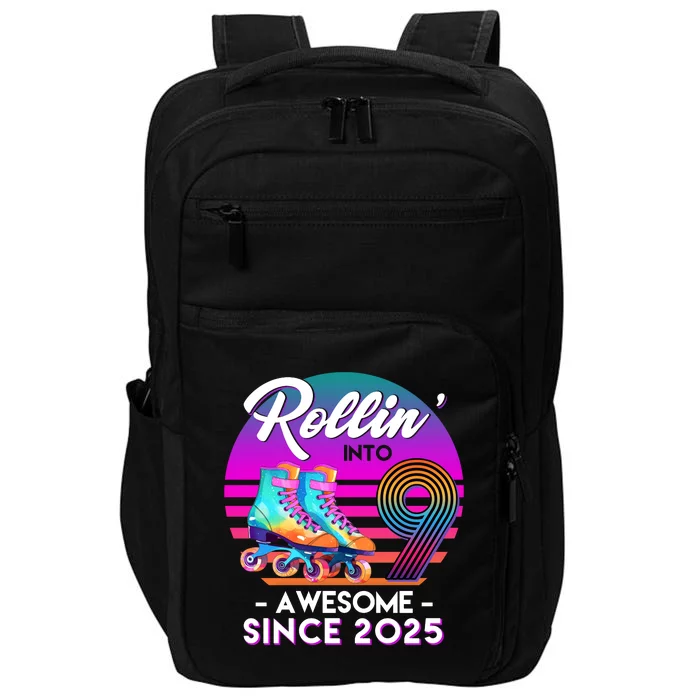 Rollin Into 9 Years Old Awesome Since 2025 Birthday Impact Tech Backpack