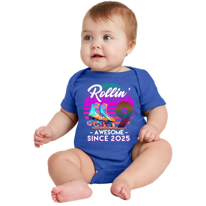 Rollin Into 9 Years Old Awesome Since 2025 Birthday Baby Bodysuit