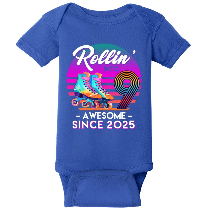 Rollin Into 9 Years Old Awesome Since 2025 Birthday Baby Bodysuit