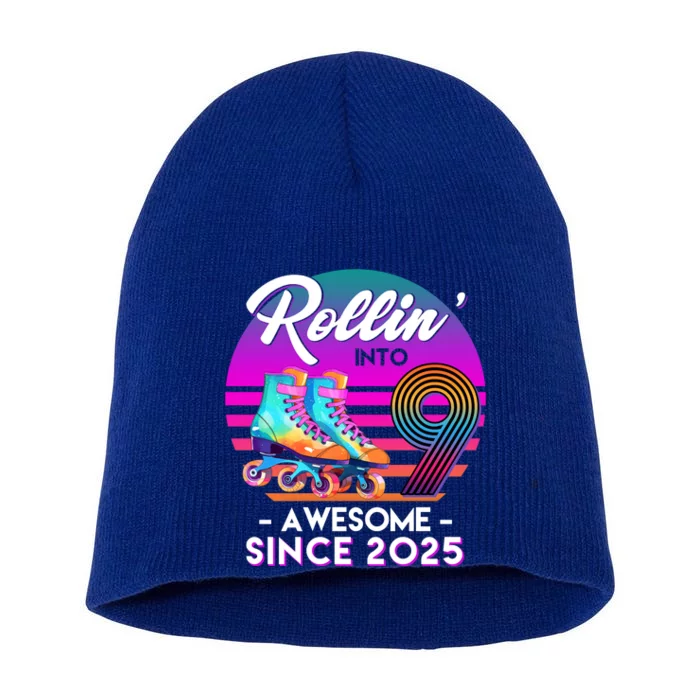 Rollin Into 9 Years Old Awesome Since 2025 Birthday Short Acrylic Beanie