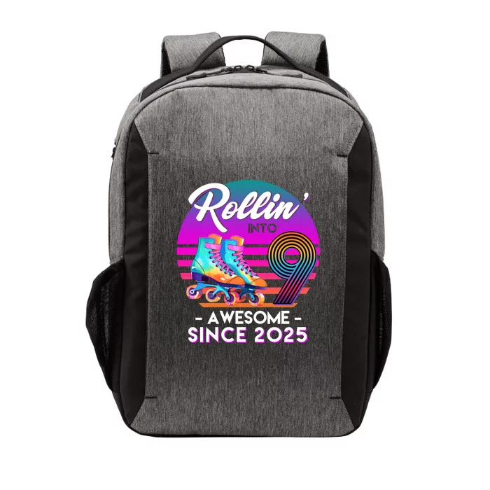 Rollin Into 9 Years Old Awesome Since 2025 Birthday Vector Backpack