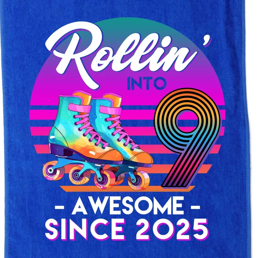 Rollin Into 9 Years Old Awesome Since 2025 Birthday Platinum Collection Golf Towel