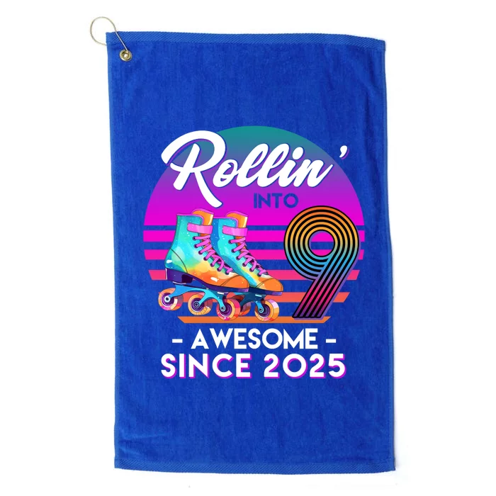 Rollin Into 9 Years Old Awesome Since 2025 Birthday Platinum Collection Golf Towel