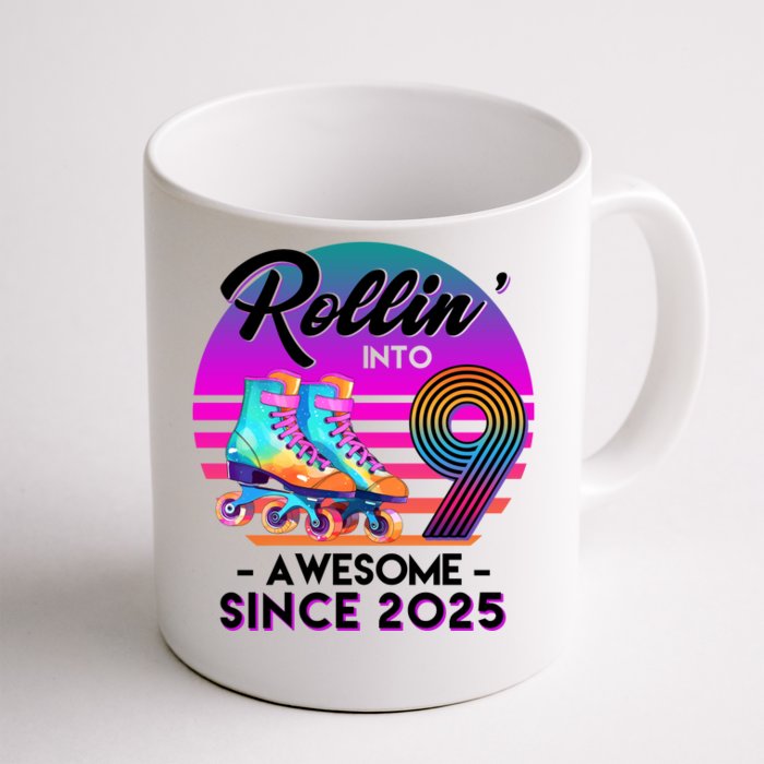 Rollin Into 9 Years Old Awesome Since 2025 Birthday Front & Back Coffee Mug