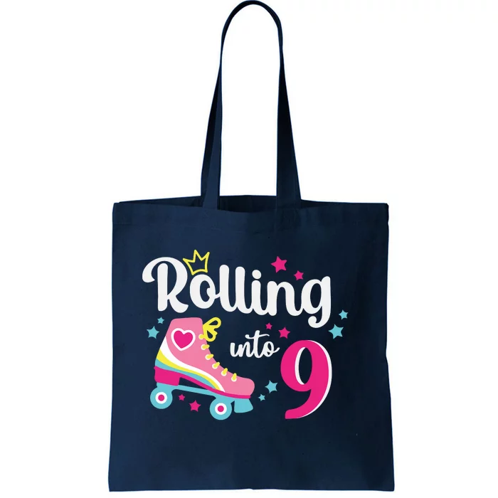 Rolling Into 9 Birthday Roller Skates 9th Birthday Tote Bag