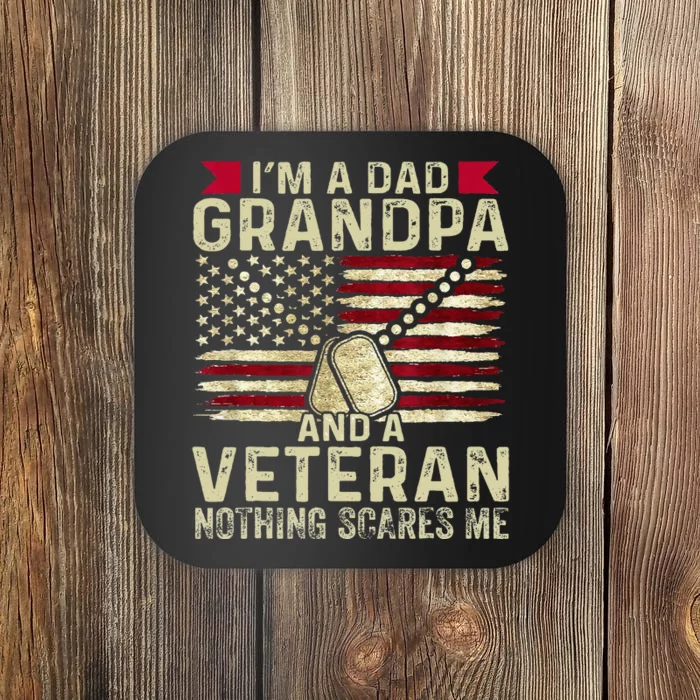 Retro I'm a Dad Grandpa and a Veteran nothing scares me Coaster