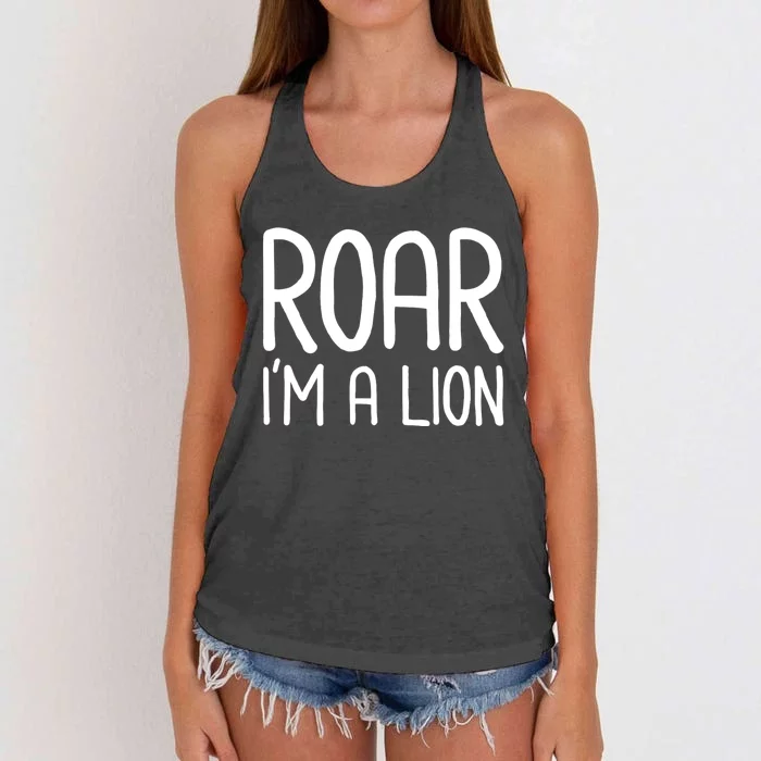 Roar IM A Lion Funny And Lazy Costume For Halloween Parties Women's Knotted Racerback Tank