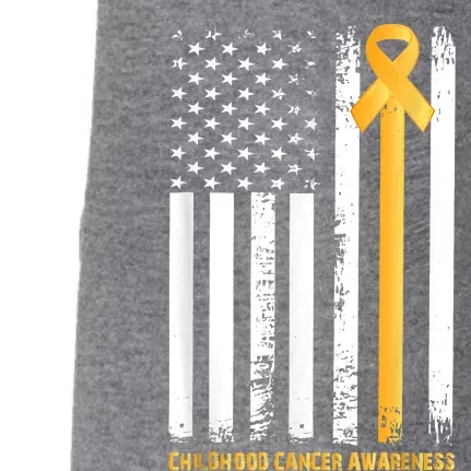 Ribbon In A Flag, Childhood Cancer Awareness Doggie 3-End Fleece Hoodie