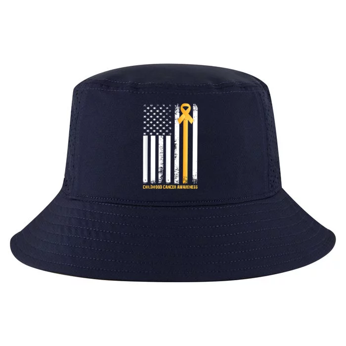 Ribbon In A Flag, Childhood Cancer Awareness Cool Comfort Performance Bucket Hat