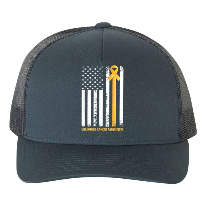 Ribbon In A Flag, Childhood Cancer Awareness Yupoong Adult 5-Panel Trucker Hat