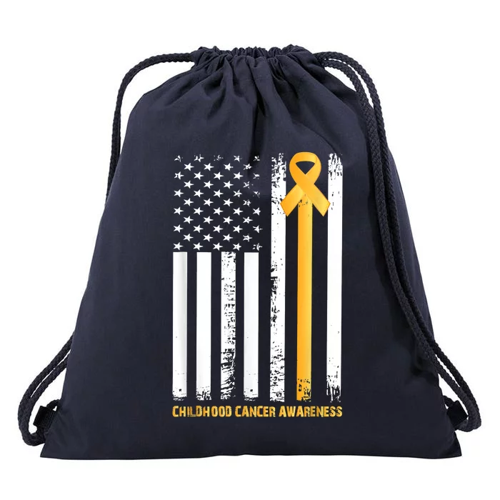 Ribbon In A Flag, Childhood Cancer Awareness Drawstring Bag