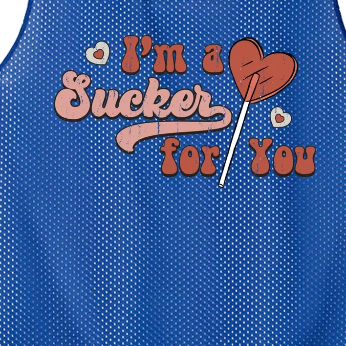 Retro Im A Sucker For You Couple Matching Valentine Clothing Gift Mesh Reversible Basketball Jersey Tank