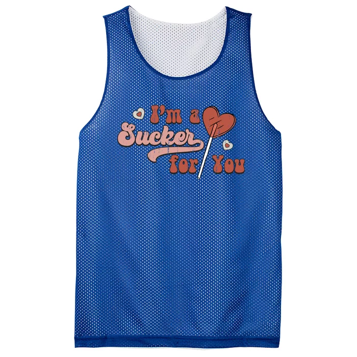 Retro Im A Sucker For You Couple Matching Valentine Clothing Gift Mesh Reversible Basketball Jersey Tank