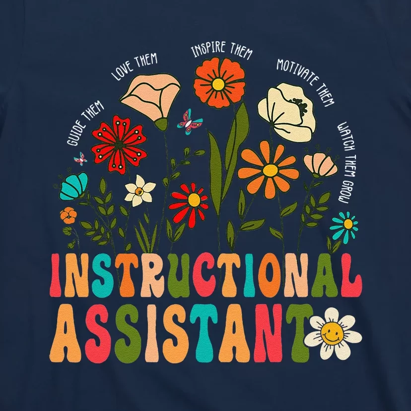 Retro Instructional Assistant Wildflowers Teacher Aide T-Shirt