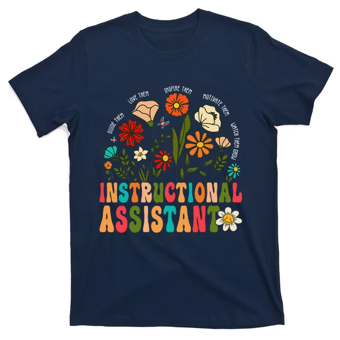 Retro Instructional Assistant Wildflowers Teacher Aide T-Shirt