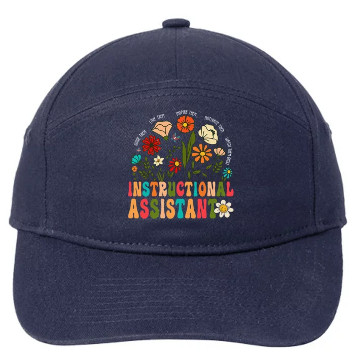 Retro Instructional Assistant Wildflowers Teacher Aide 7-Panel Snapback Hat