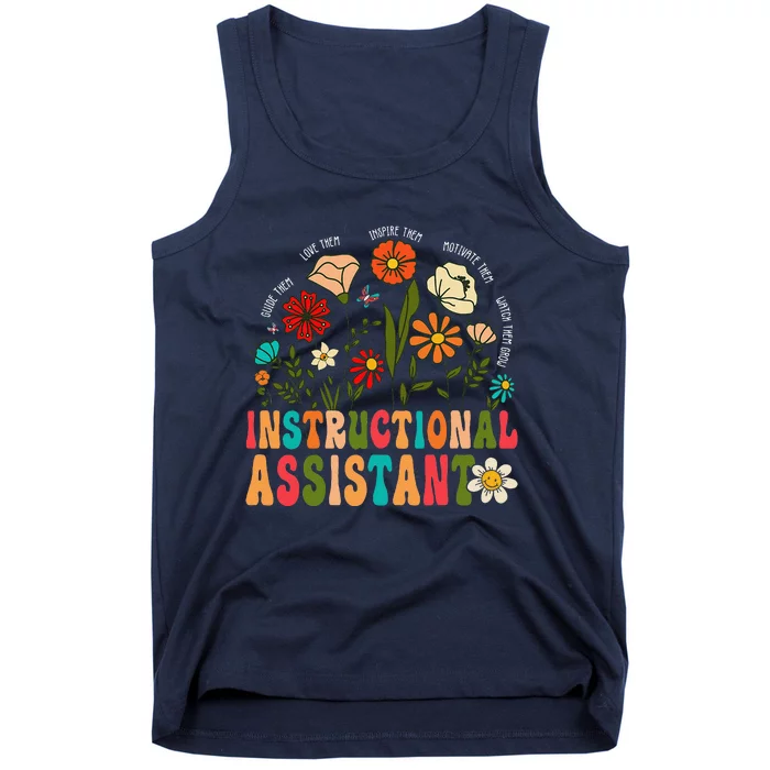 Retro Instructional Assistant Wildflowers Teacher Aide Tank Top