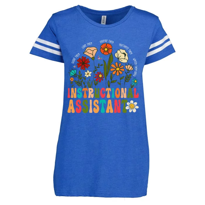 Retro Instructional Assistant Wildflowers Teacher Aide Enza Ladies Jersey Football T-Shirt