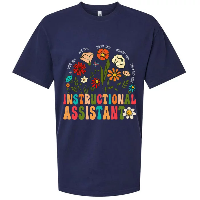 Retro Instructional Assistant Wildflowers Teacher Aide Sueded Cloud Jersey T-Shirt